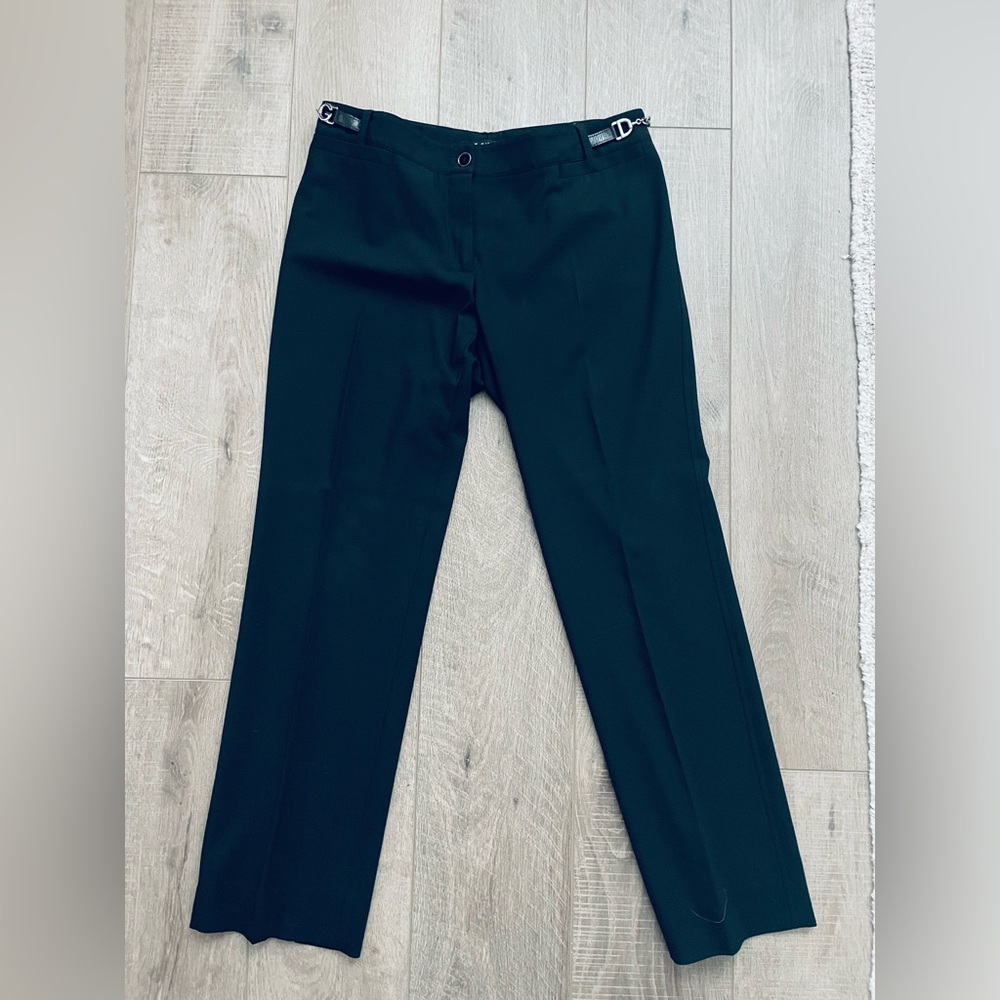 Dolce Gabbana womens black business like pants with side chain. EU46
